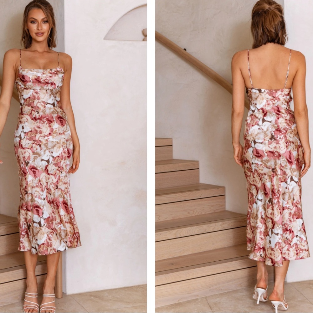 Saints and Secrets Midi Pleated Bust Front Split Dress